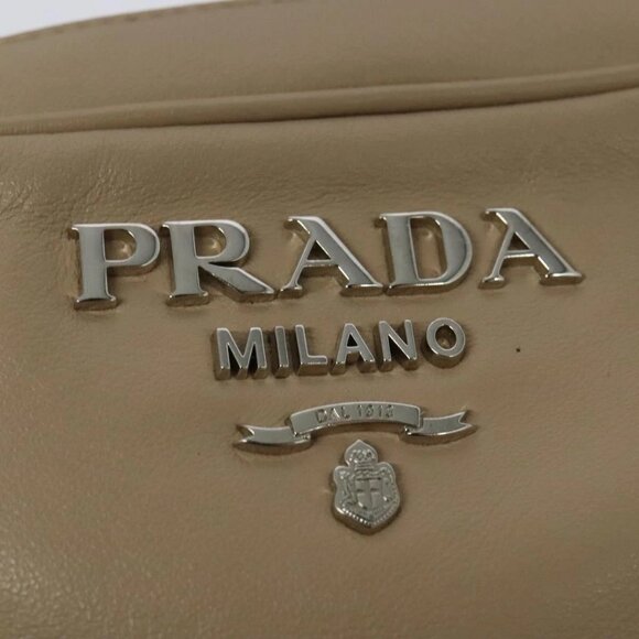PRADA Shoulder Bag Leather Beige Silver Auth - Picture 13 of 16